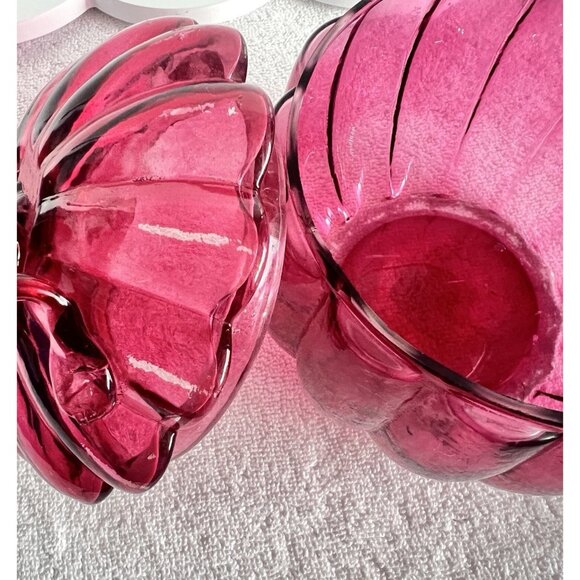 VTG Pink Glass Pumpkin Candy Dish Storage Container 5.5"D x 6"H Trinket Dish - Picture 5 of 12